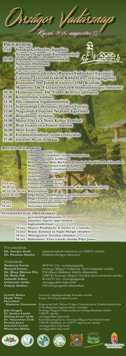 Augusztus 27. – Országos vadásznap Kaszópusztán
